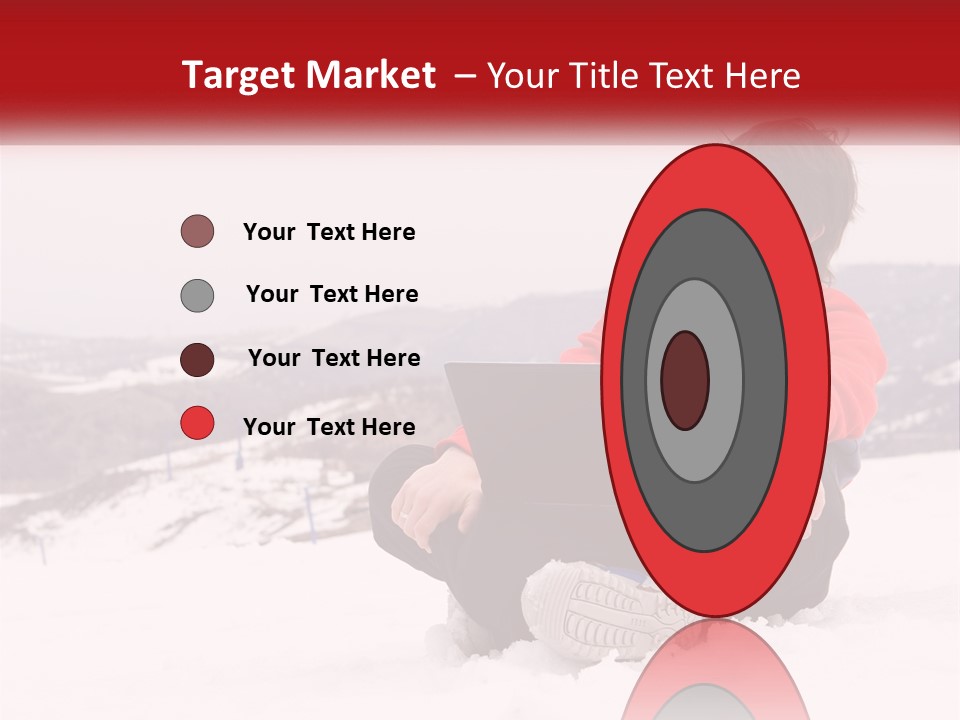 Man With Laptop On Snowy Hills PowerPoint Template