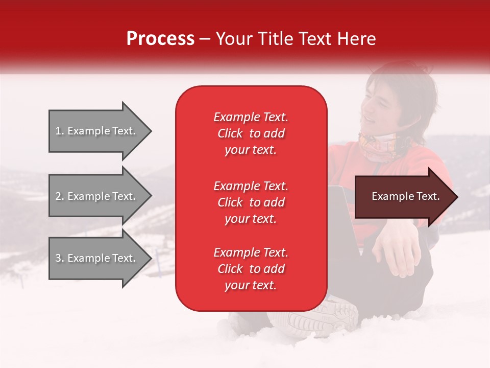 Man With Laptop On Snowy Hills PowerPoint Template