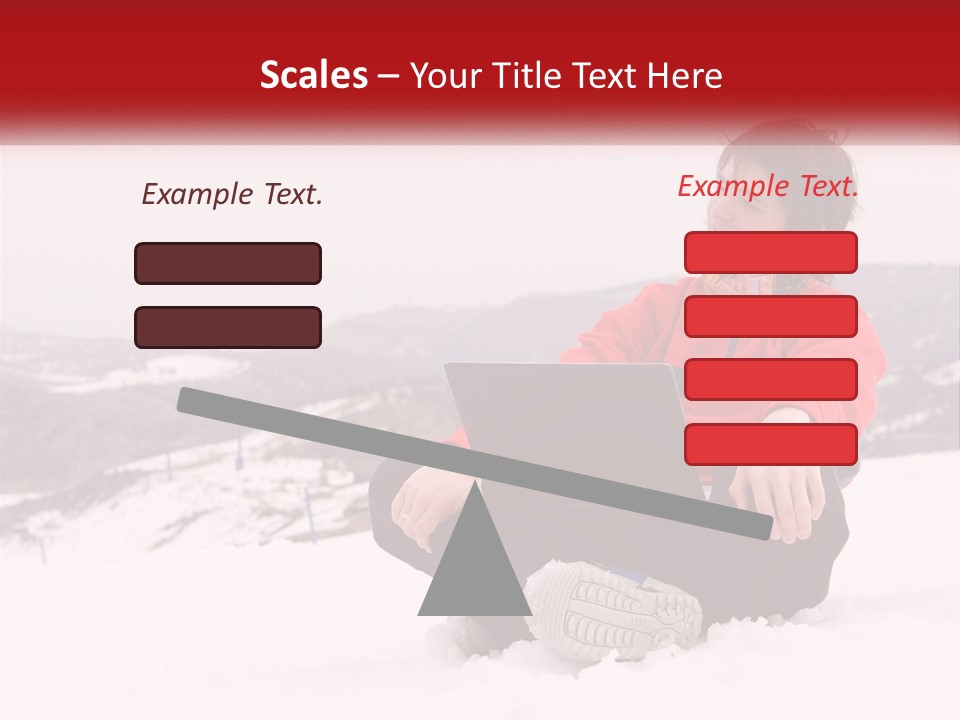Man With Laptop On Snowy Hills PowerPoint Template