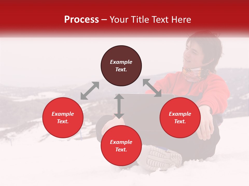 Man With Laptop On Snowy Hills PowerPoint Template