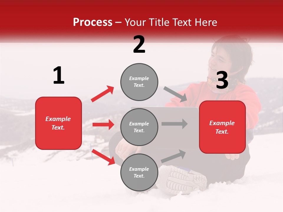 Man With Laptop On Snowy Hills PowerPoint Template