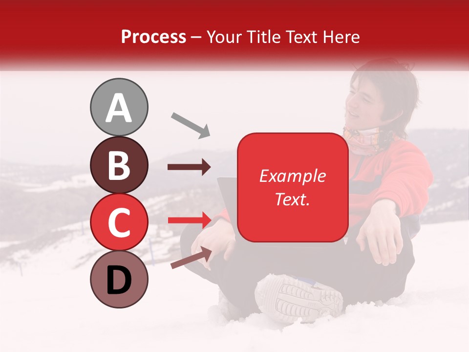 Man With Laptop On Snowy Hills PowerPoint Template