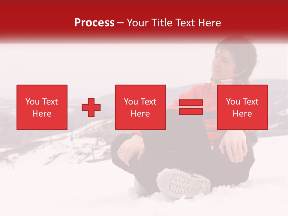 Man With Laptop On Snowy Hills PowerPoint Template