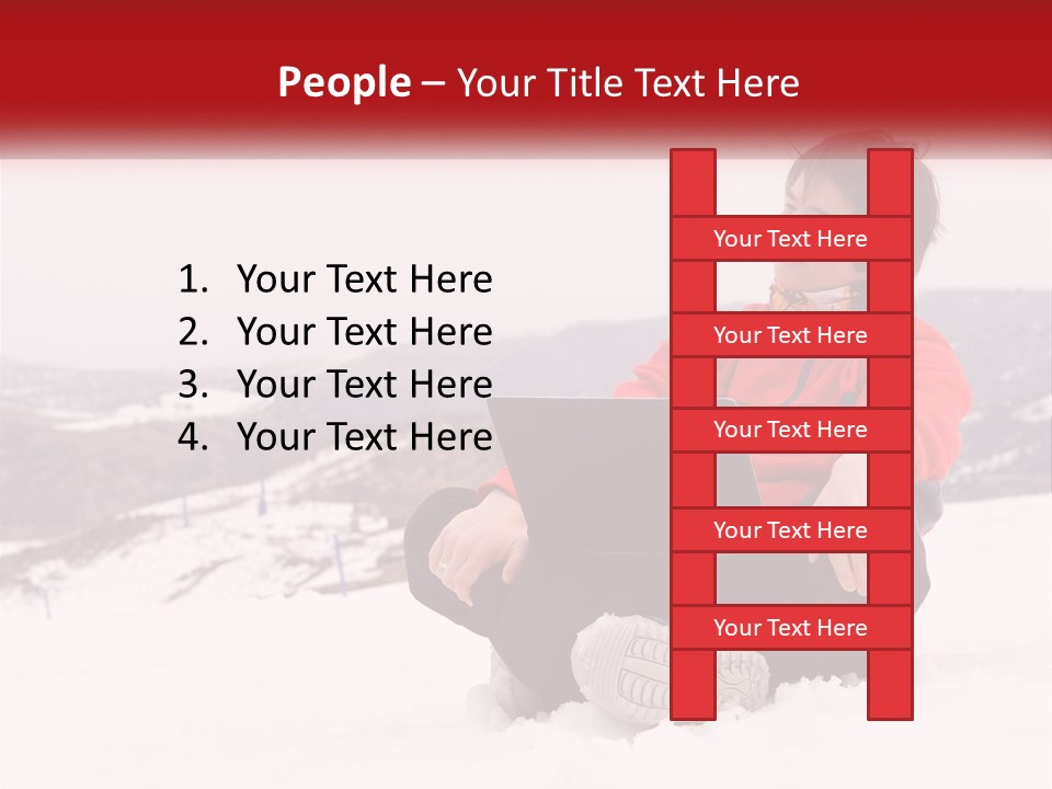 Man With Laptop On Snowy Hills PowerPoint Template