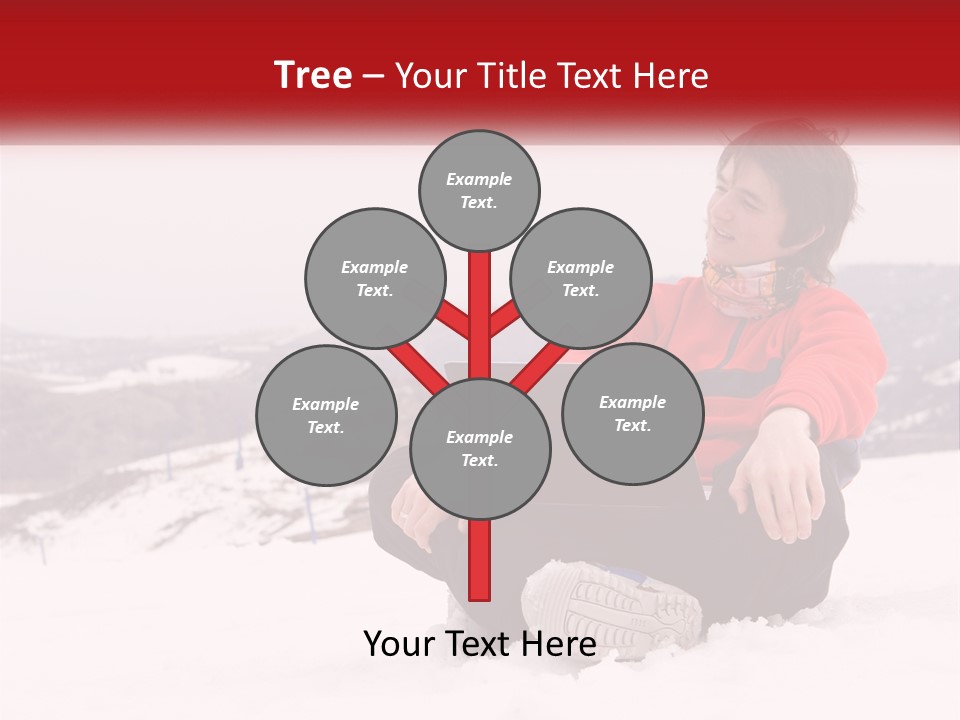 Man With Laptop On Snowy Hills PowerPoint Template