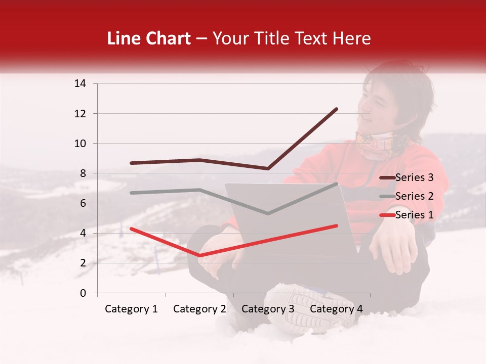 Man With Laptop On Snowy Hills PowerPoint Template