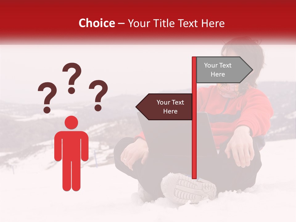 Man With Laptop On Snowy Hills PowerPoint Template