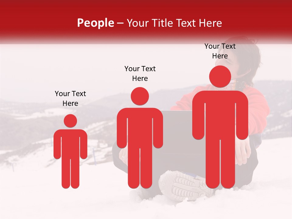 Man With Laptop On Snowy Hills PowerPoint Template