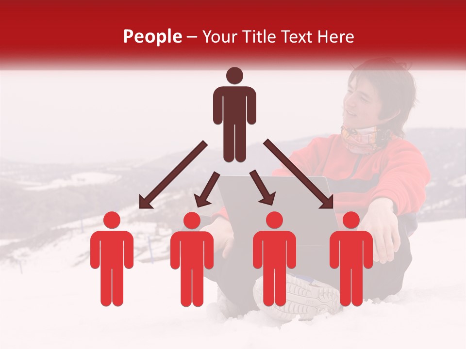 Man With Laptop On Snowy Hills PowerPoint Template