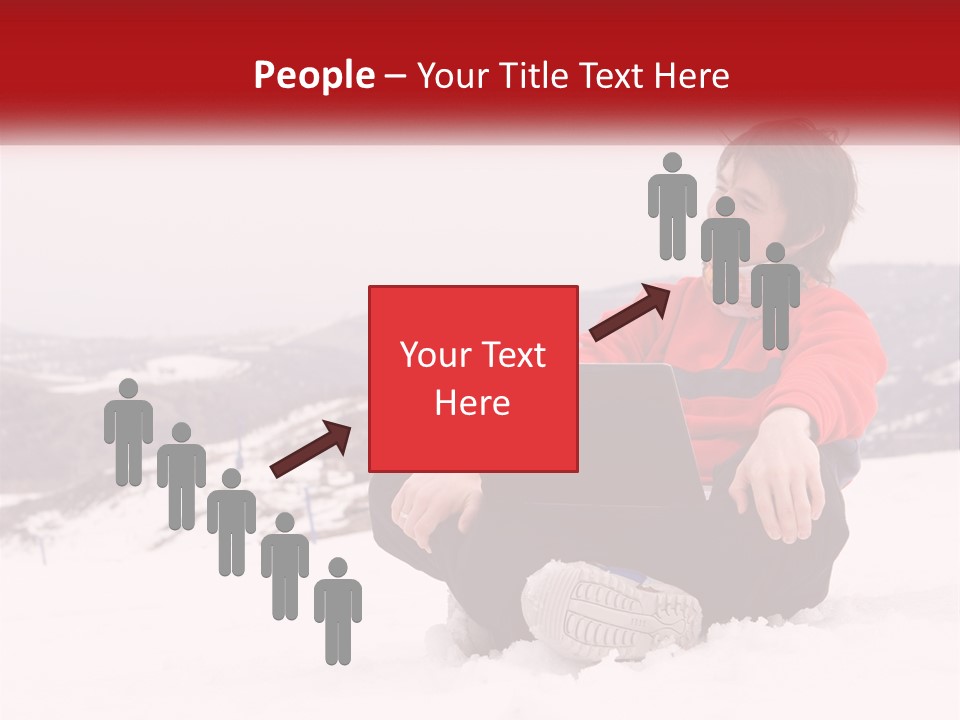 Man With Laptop On Snowy Hills PowerPoint Template