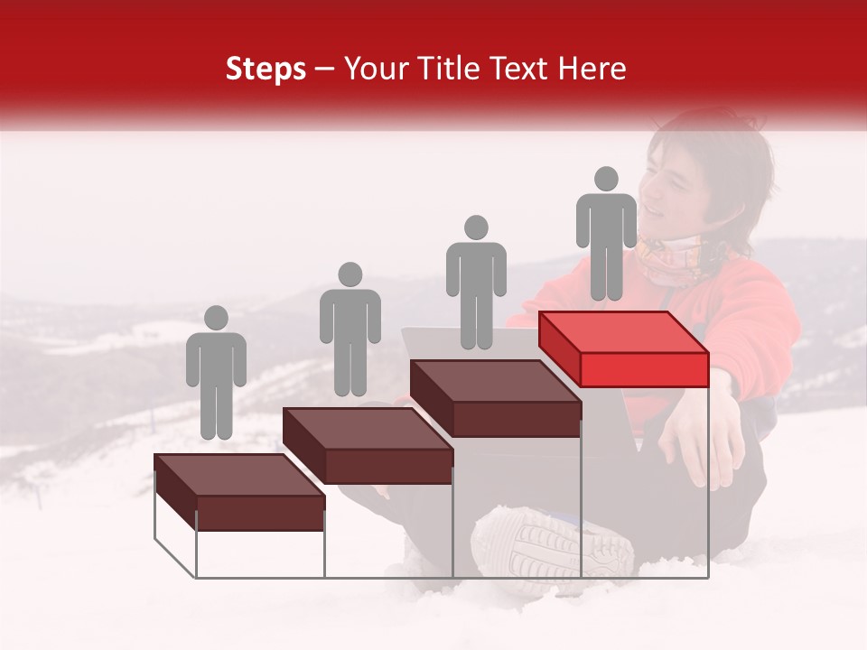 Man With Laptop On Snowy Hills PowerPoint Template