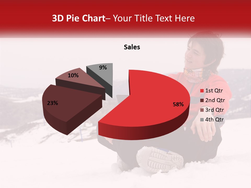 Man With Laptop On Snowy Hills PowerPoint Template