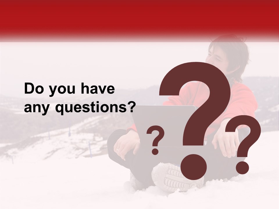 Man With Laptop On Snowy Hills PowerPoint Template