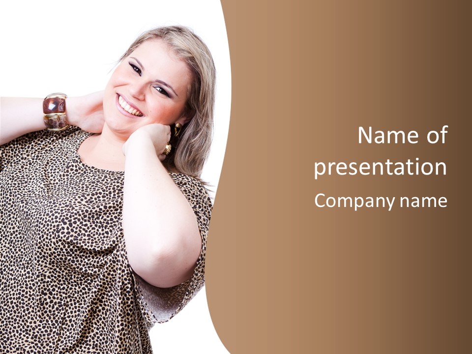 Overweight Smiling Girl PowerPoint Template