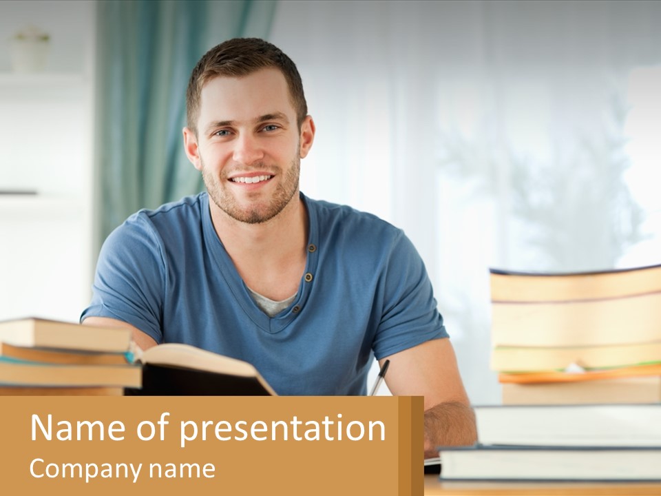 Man Writes A Report PowerPoint Template