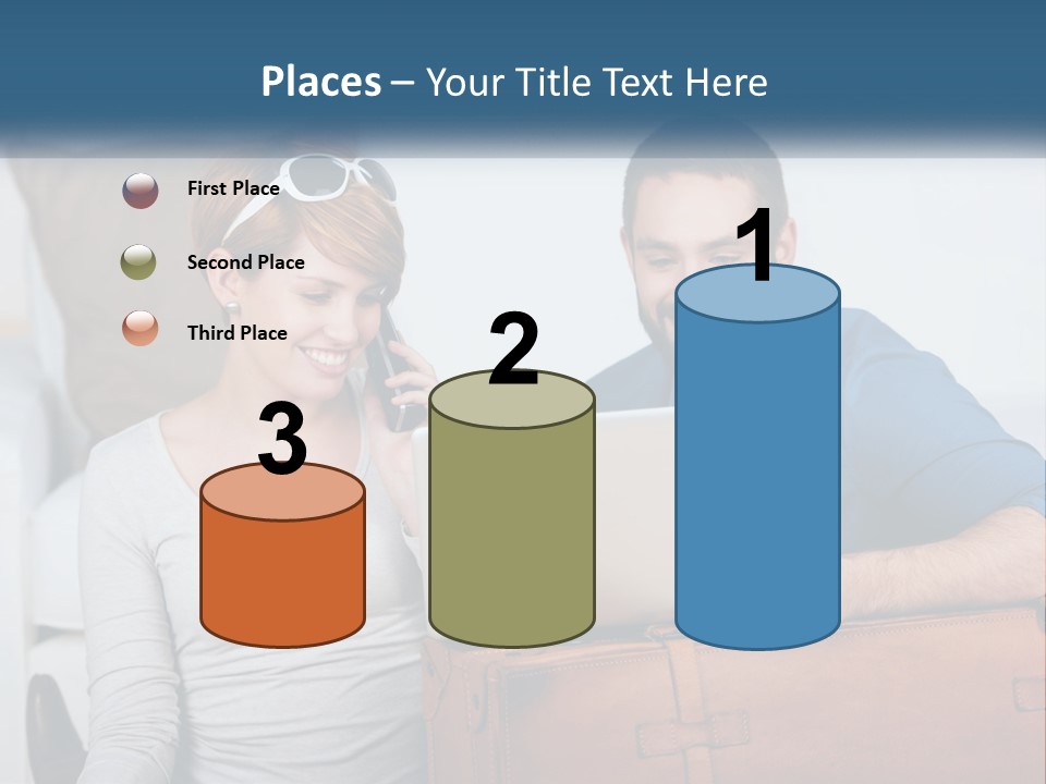 Woman And Man With Laptop PowerPoint Template