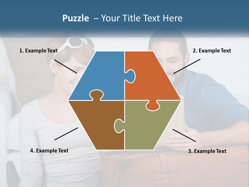 Woman And Man With Laptop PowerPoint Template