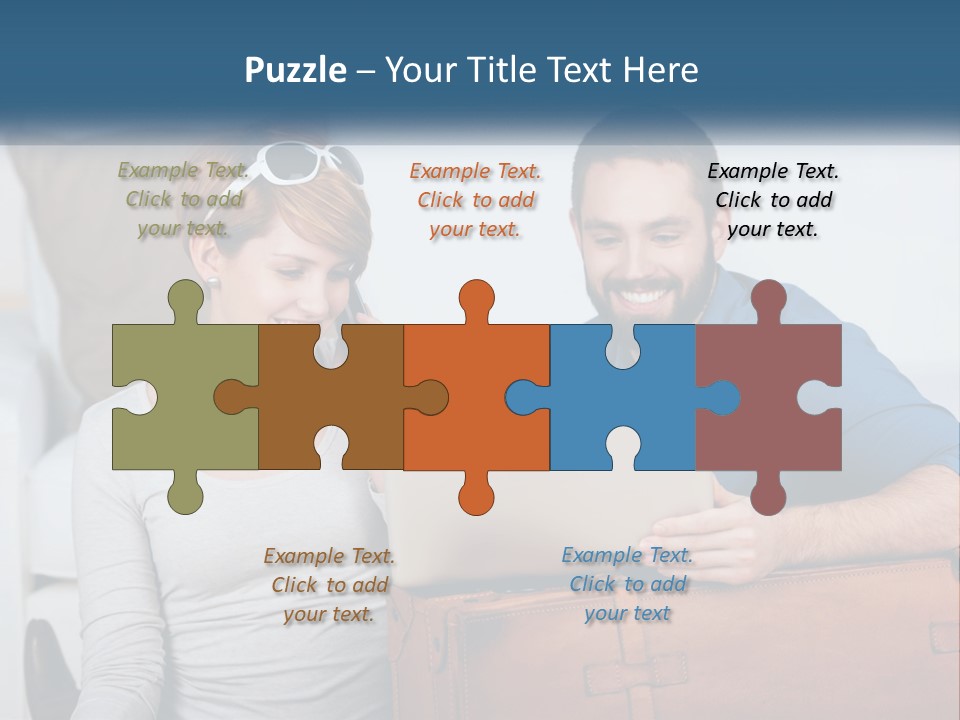 Woman And Man With Laptop PowerPoint Template