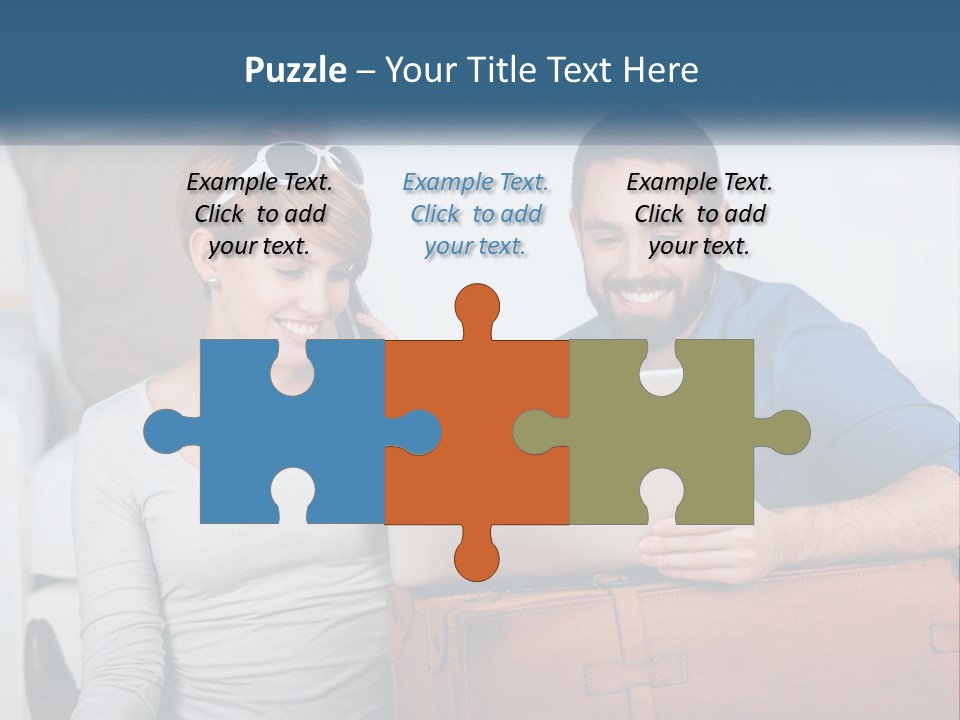 Woman And Man With Laptop PowerPoint Template