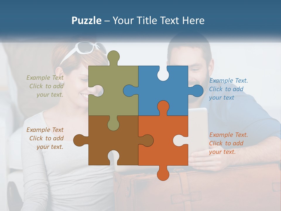 Woman And Man With Laptop PowerPoint Template