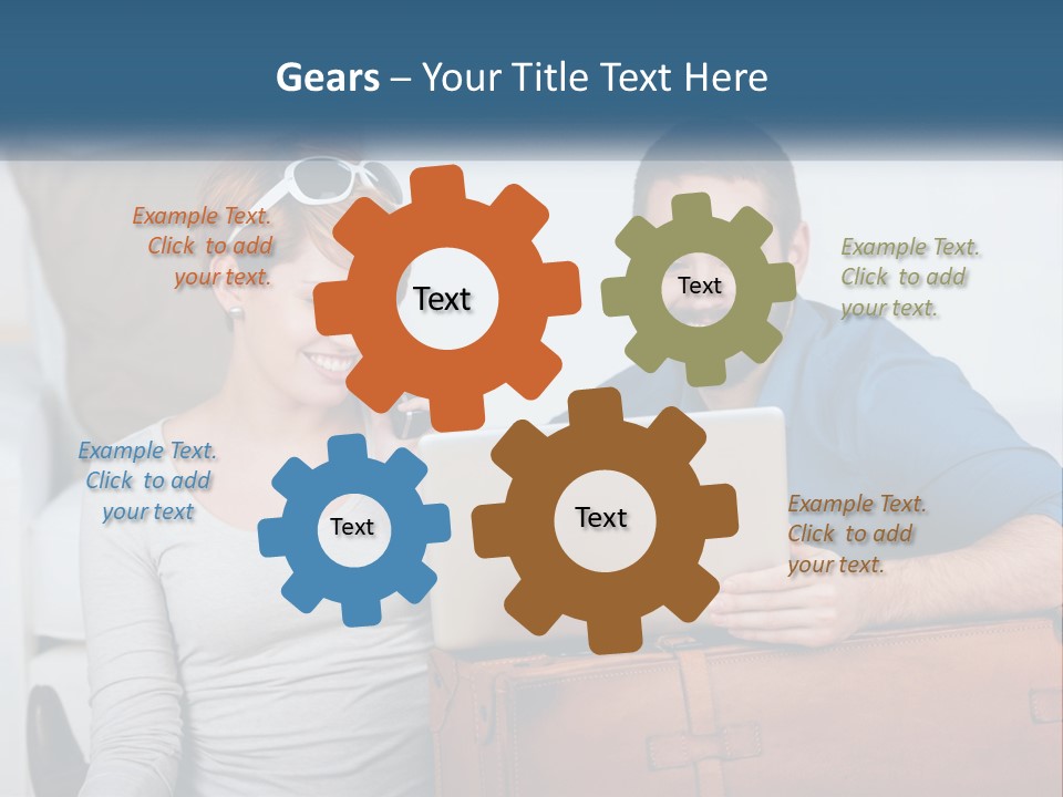 Woman And Man With Laptop PowerPoint Template