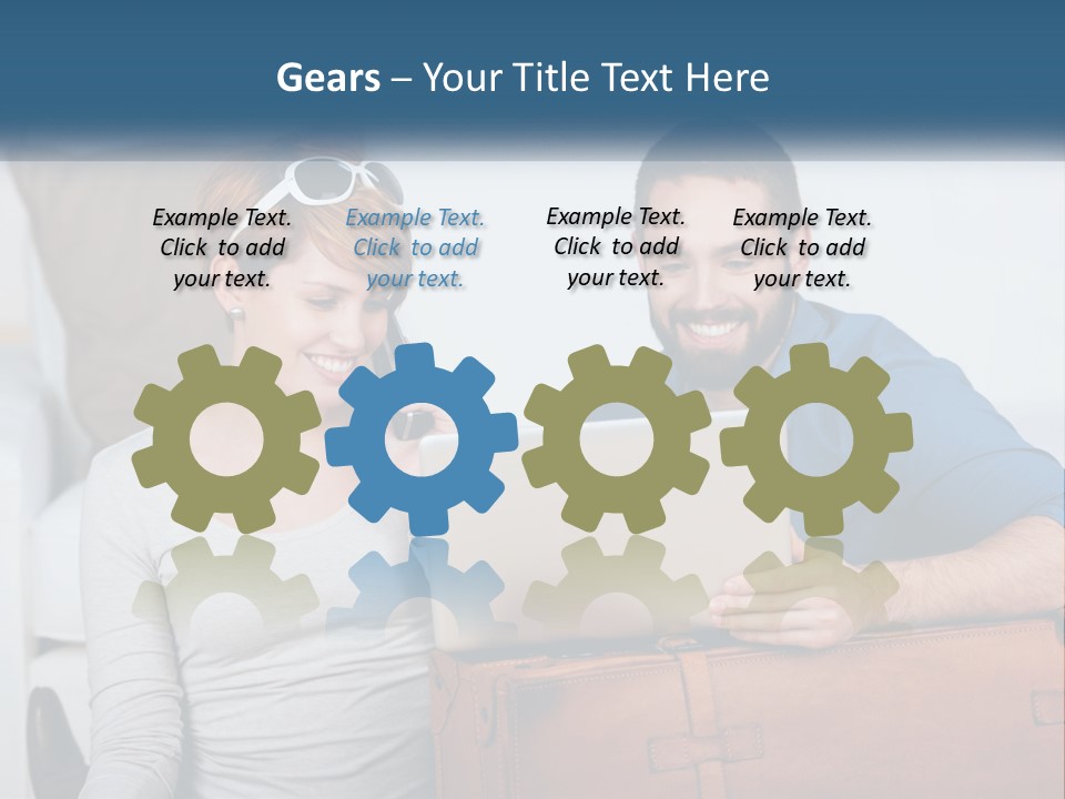 Woman And Man With Laptop PowerPoint Template