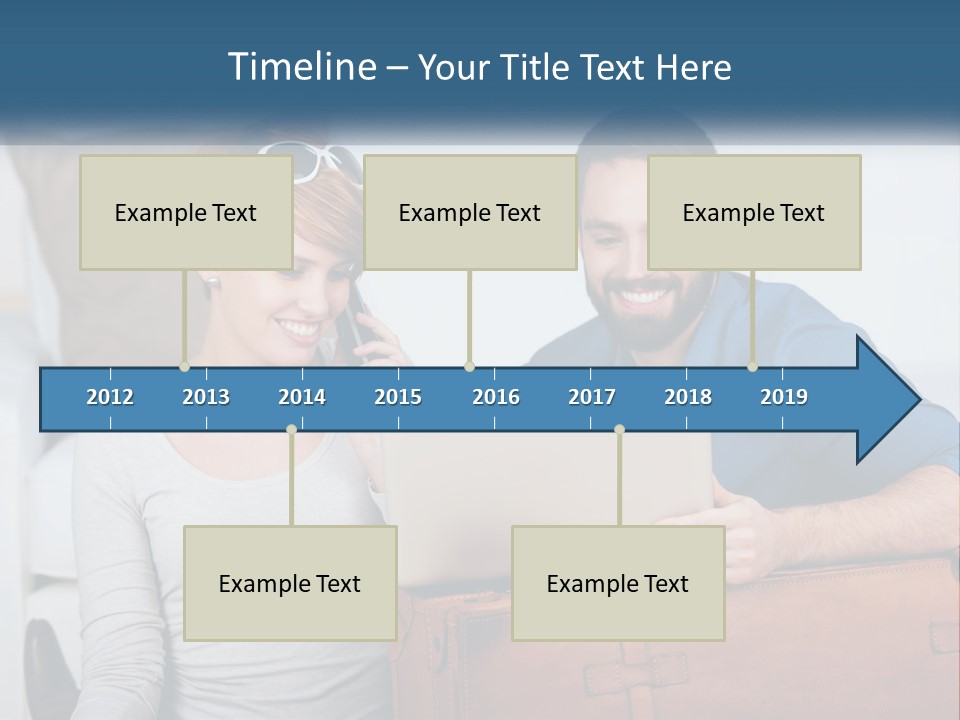 Woman And Man With Laptop PowerPoint Template