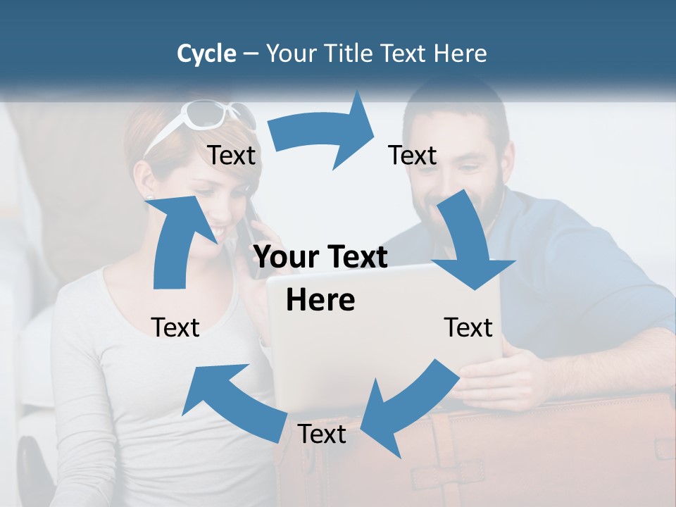 Woman And Man With Laptop PowerPoint Template