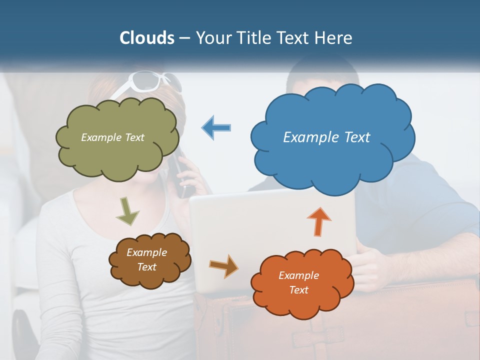 Woman And Man With Laptop PowerPoint Template