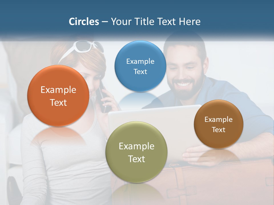 Woman And Man With Laptop PowerPoint Template