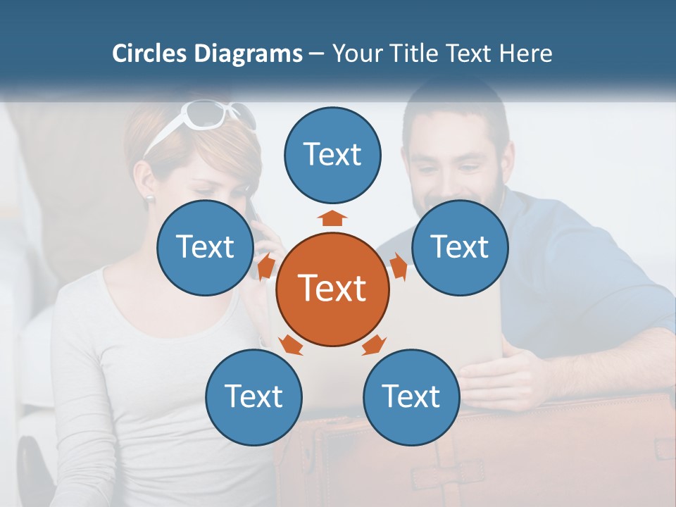 Woman And Man With Laptop PowerPoint Template