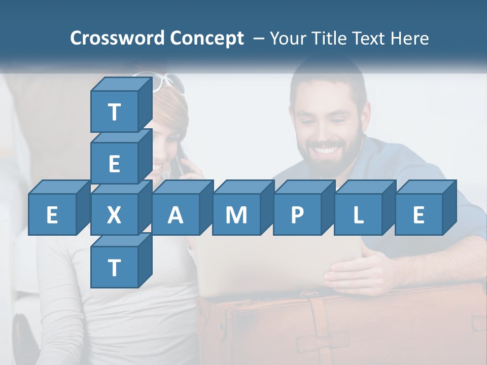 Woman And Man With Laptop PowerPoint Template