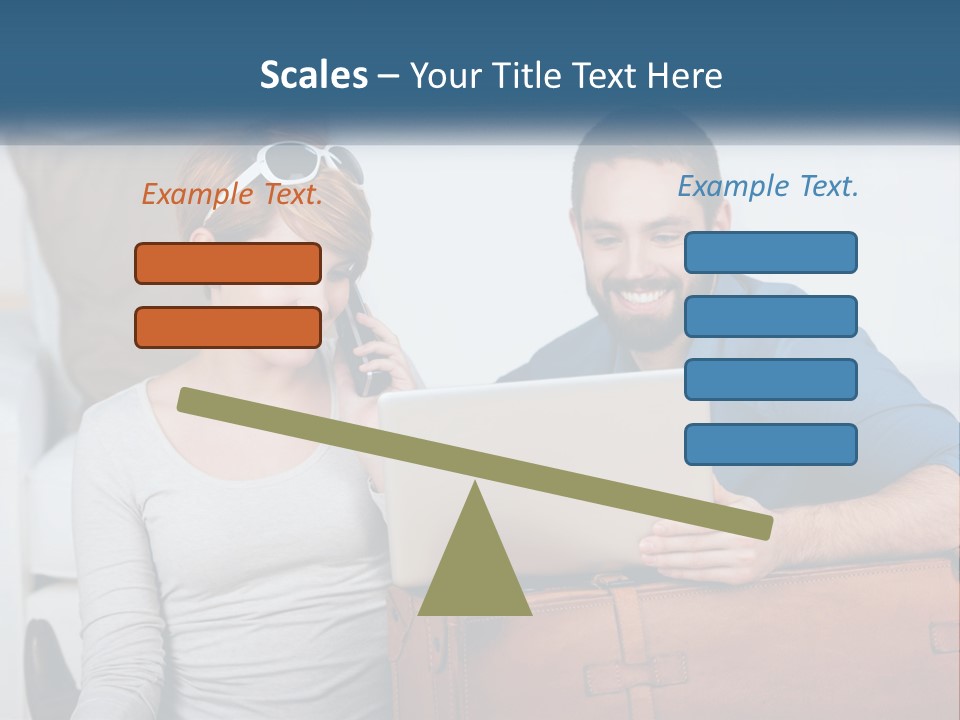 Woman And Man With Laptop PowerPoint Template
