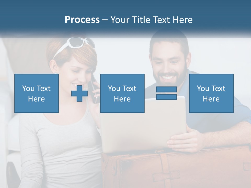 Woman And Man With Laptop PowerPoint Template