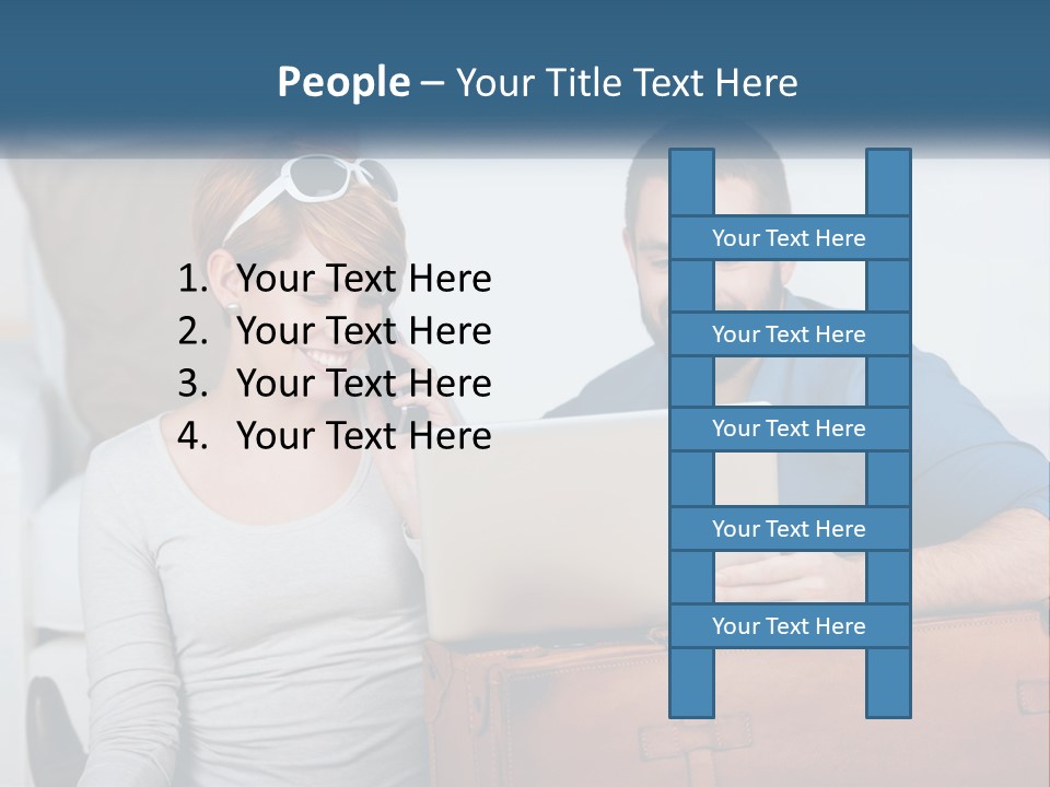 Woman And Man With Laptop PowerPoint Template