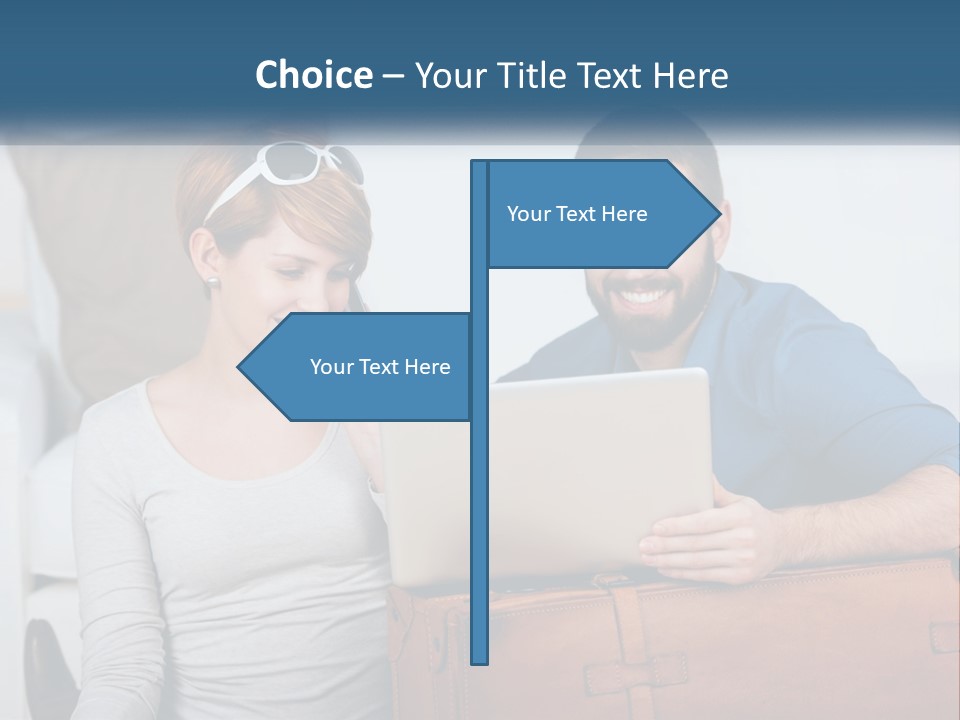 Woman And Man With Laptop PowerPoint Template