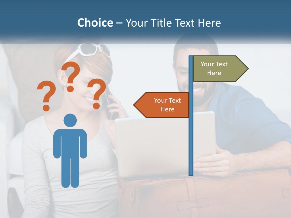 Woman And Man With Laptop PowerPoint Template