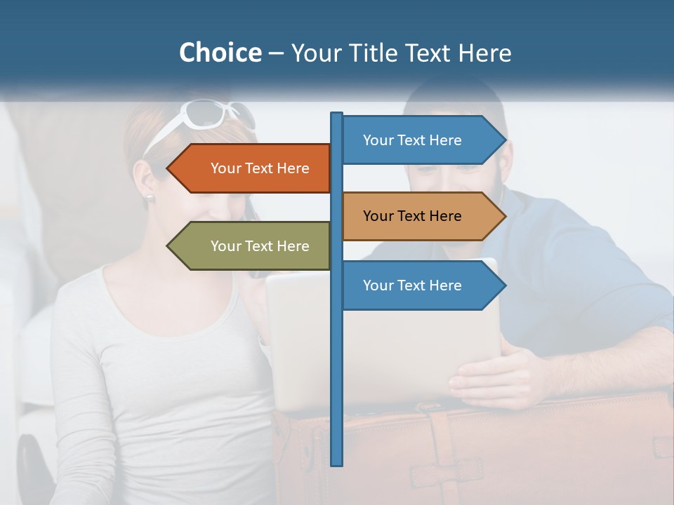 Woman And Man With Laptop PowerPoint Template