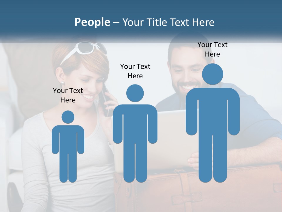 Woman And Man With Laptop PowerPoint Template