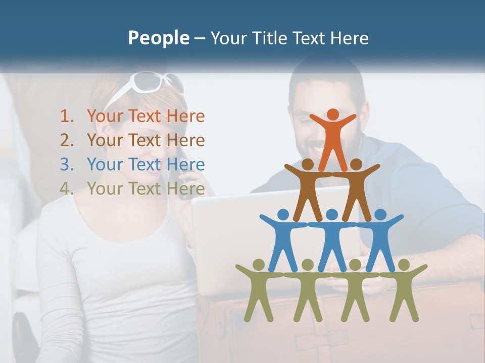 Woman And Man With Laptop PowerPoint Template