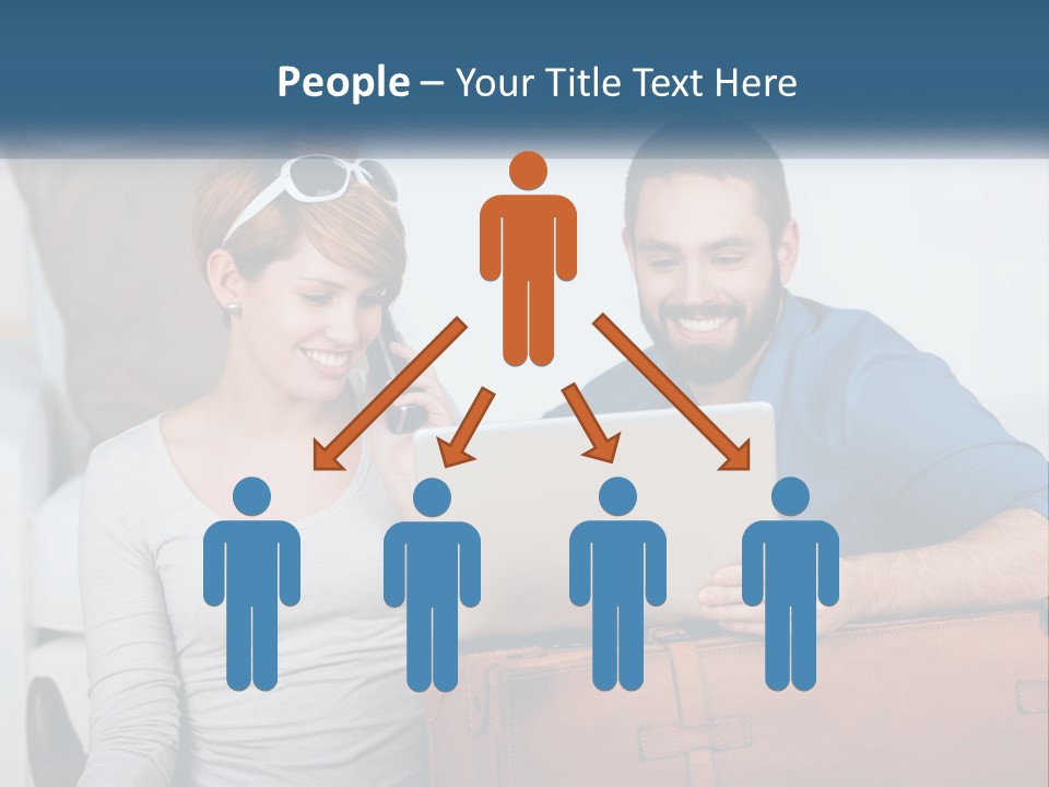 Woman And Man With Laptop PowerPoint Template