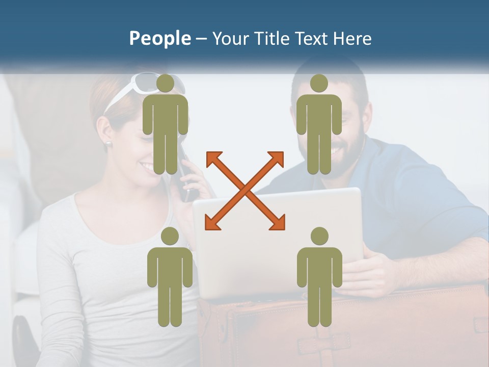 Woman And Man With Laptop PowerPoint Template