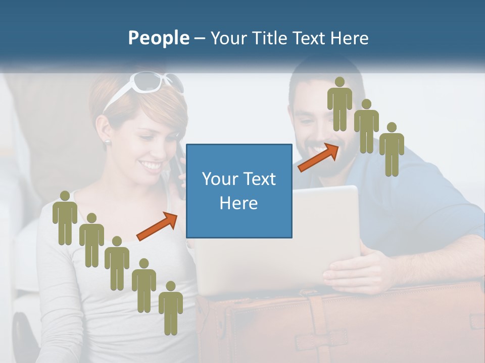 Woman And Man With Laptop PowerPoint Template