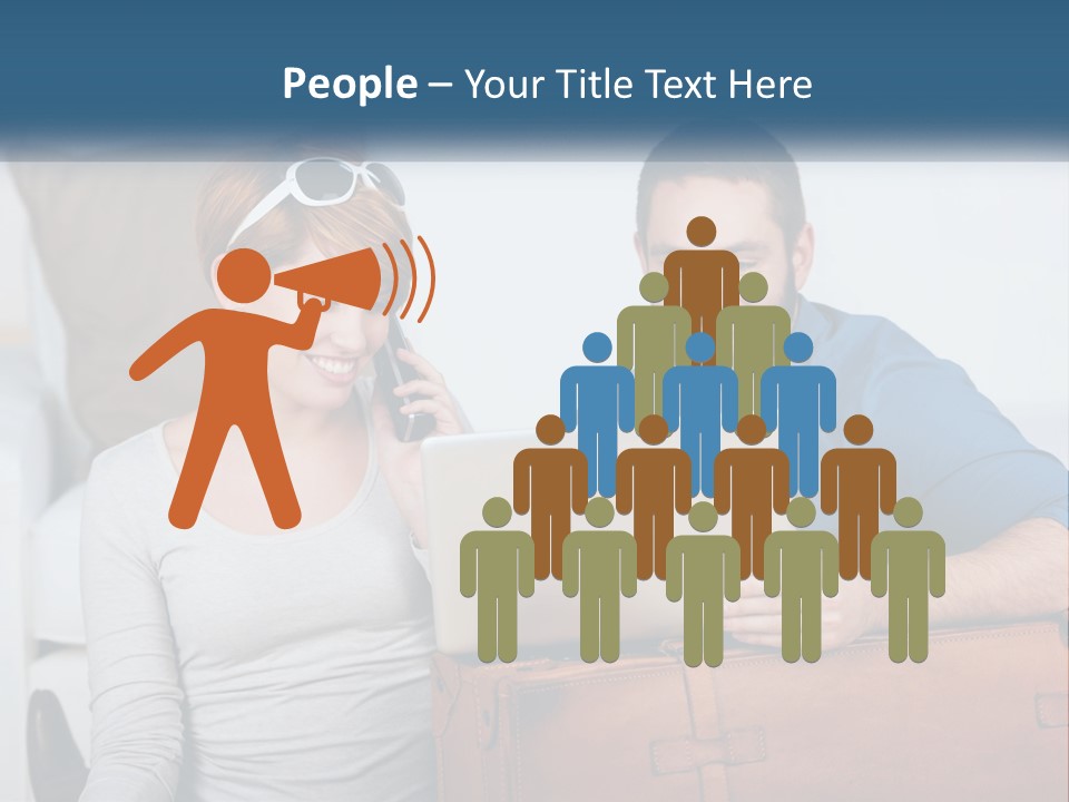 Woman And Man With Laptop PowerPoint Template