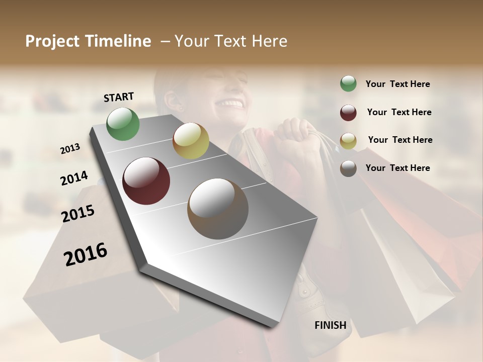 Girl After Shopping PowerPoint Template