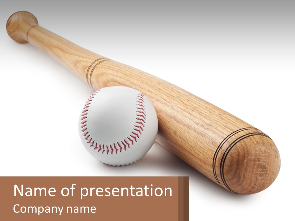 Baseball Bat With Ball PowerPoint Template
