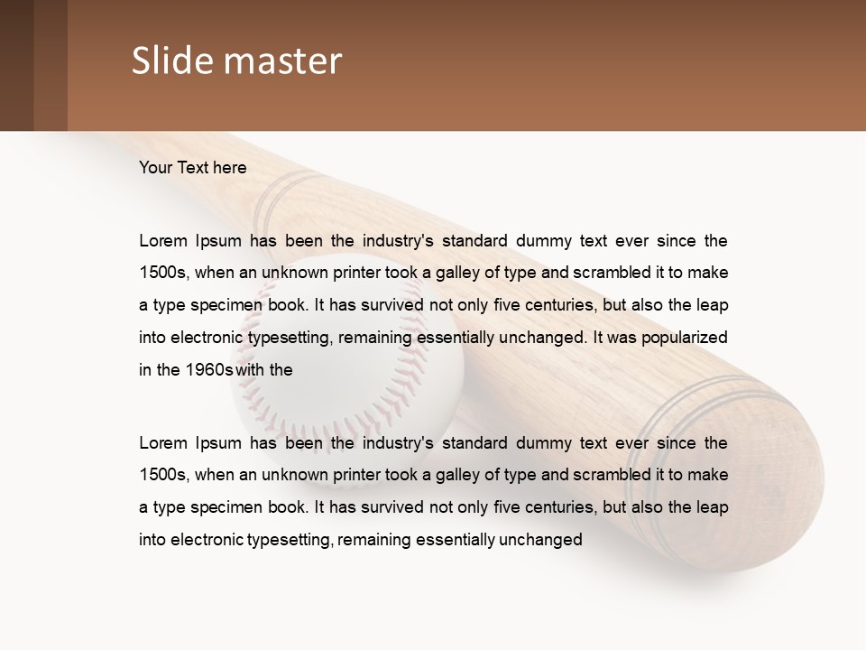 Baseball Bat With Ball PowerPoint Template