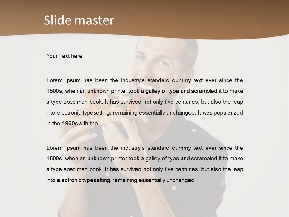 Man Eating Pizza PowerPoint Template