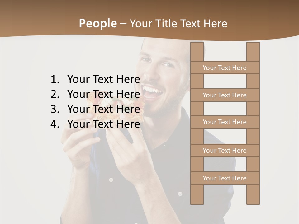 Man Eating Pizza PowerPoint Template