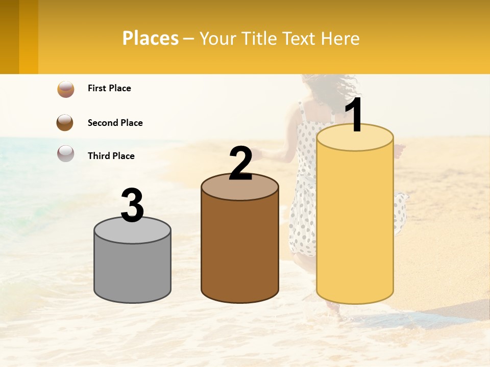 Girl Running On The Sand Of The Sea PowerPoint Template